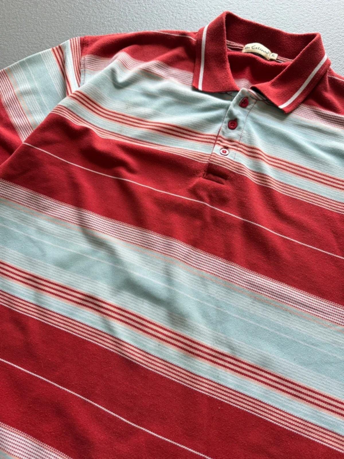 Y2K Stripe Polo Shirt Boxy Fit XL