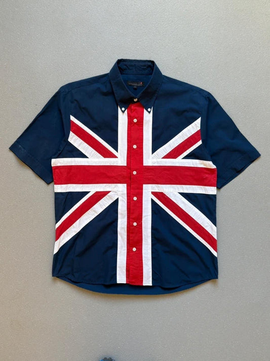 Y2K Whispering Smith Union Jack Shirt Large