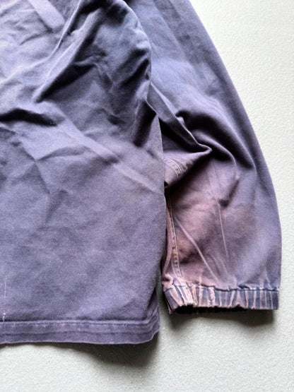 Vintage French Work Jacket Blue Purple Faded Medium
