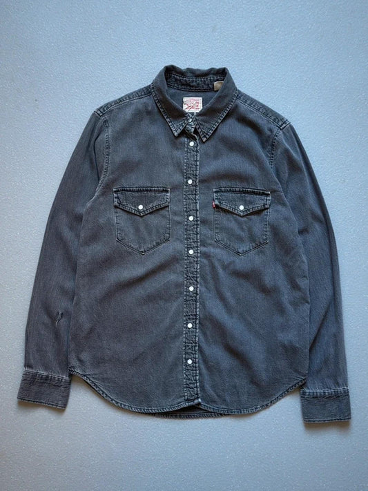 Levi’s Grey Pearl Snap Button Western Denim Shirt Medium
