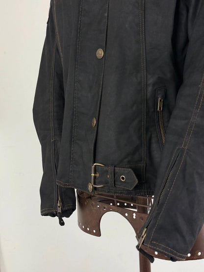 Wax Cropped Biker Jacket Y2K Size 14