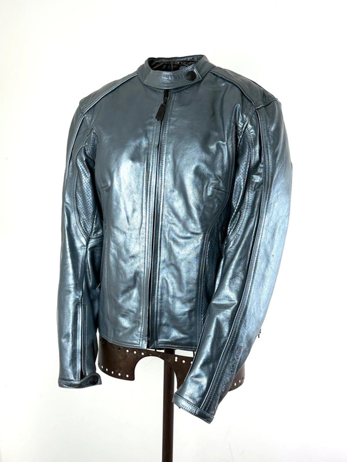 Frank Thomas Silver Cropped Motorcycle Jacket Size 16