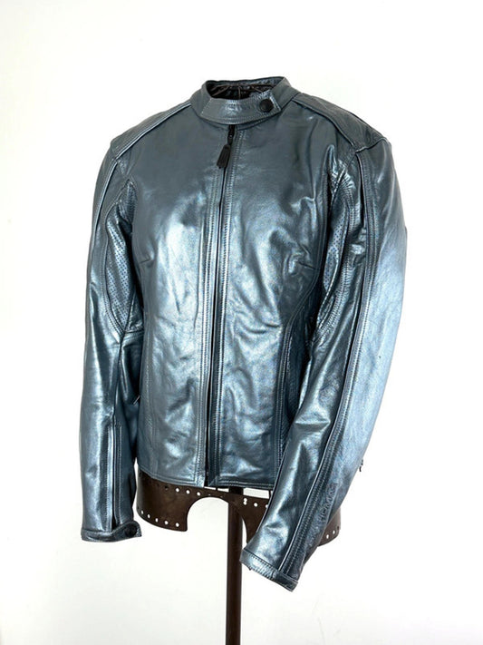 Frank Thomas Silver Cropped Motorcycle Jacket Size 16