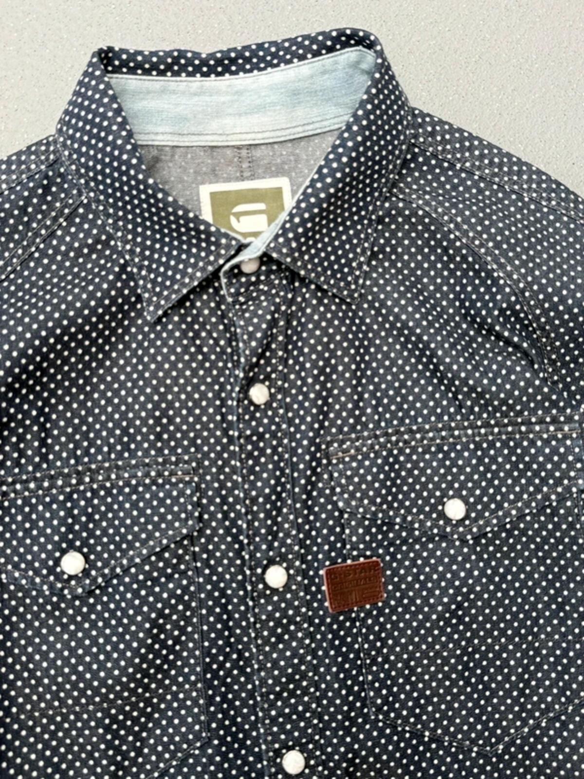 G Star Raw Navy Snap Button Shirt XL Slim Fit