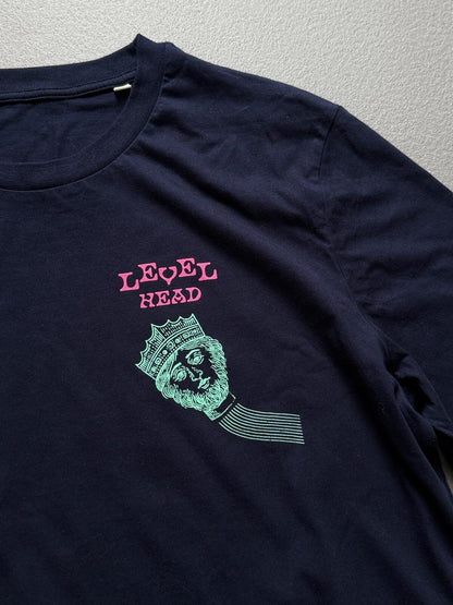 Level Head Brewery Navy Graphic T Shirt Pink Green Print XL