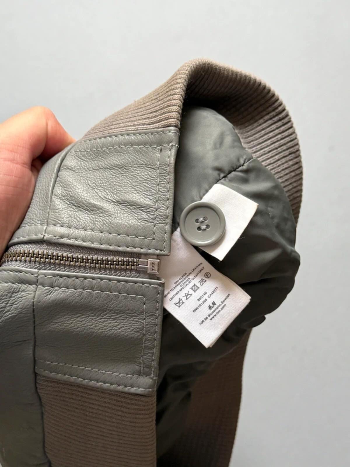 Y2K Grey H&M Cropped Leather Jacket Size 8