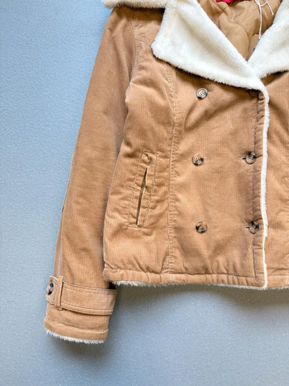 Y2K Cropped Double Breasted Cord Jacket Large Ladies