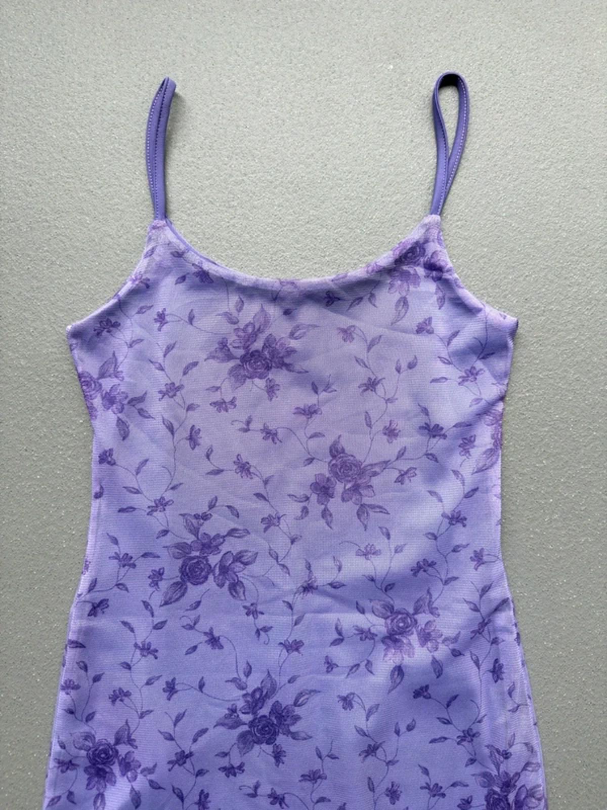 Y2K Asymmetrical Floral Mesh Strap Dress Small
