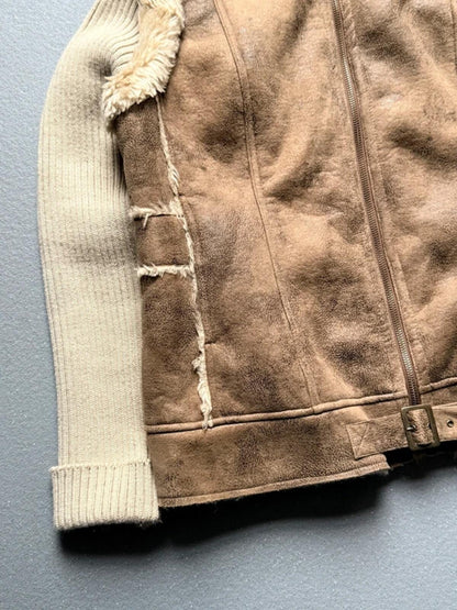 Y2K Funnel Neck Sherpa Bomber Jacket Large