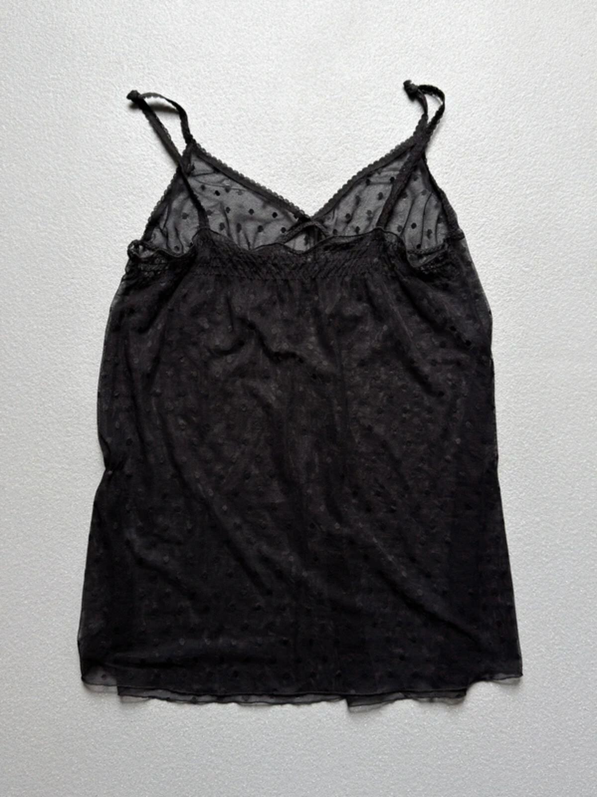 Y2K Sheer Polkadot Black Mini Slip Dress Small