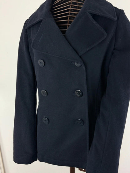 Woolrich Double Breasted Peacoat Large Cropped Navy