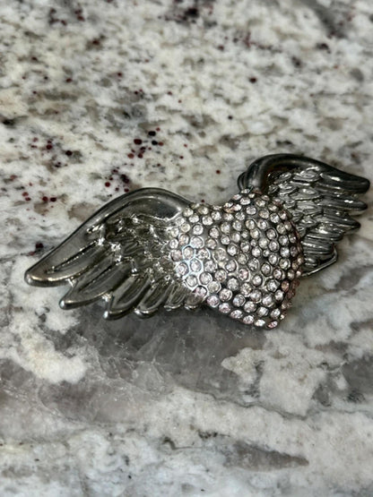 Y2K Diamonte Winged Heart Belt Buckle Emo Alt