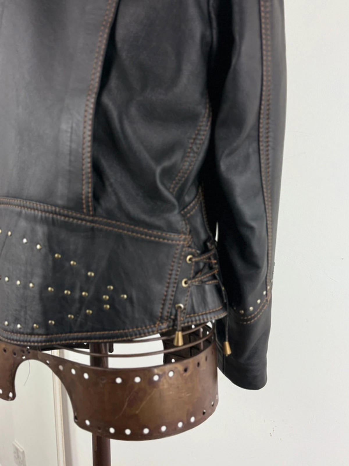 Vintage Biker Leather Jacket Western Style XL Ladies