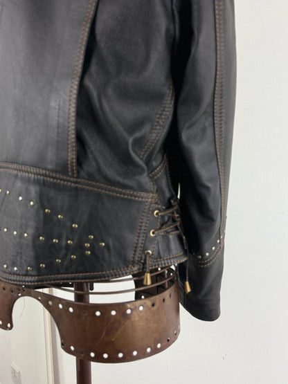 Vintage Biker Leather Jacket Western Style XL Ladies