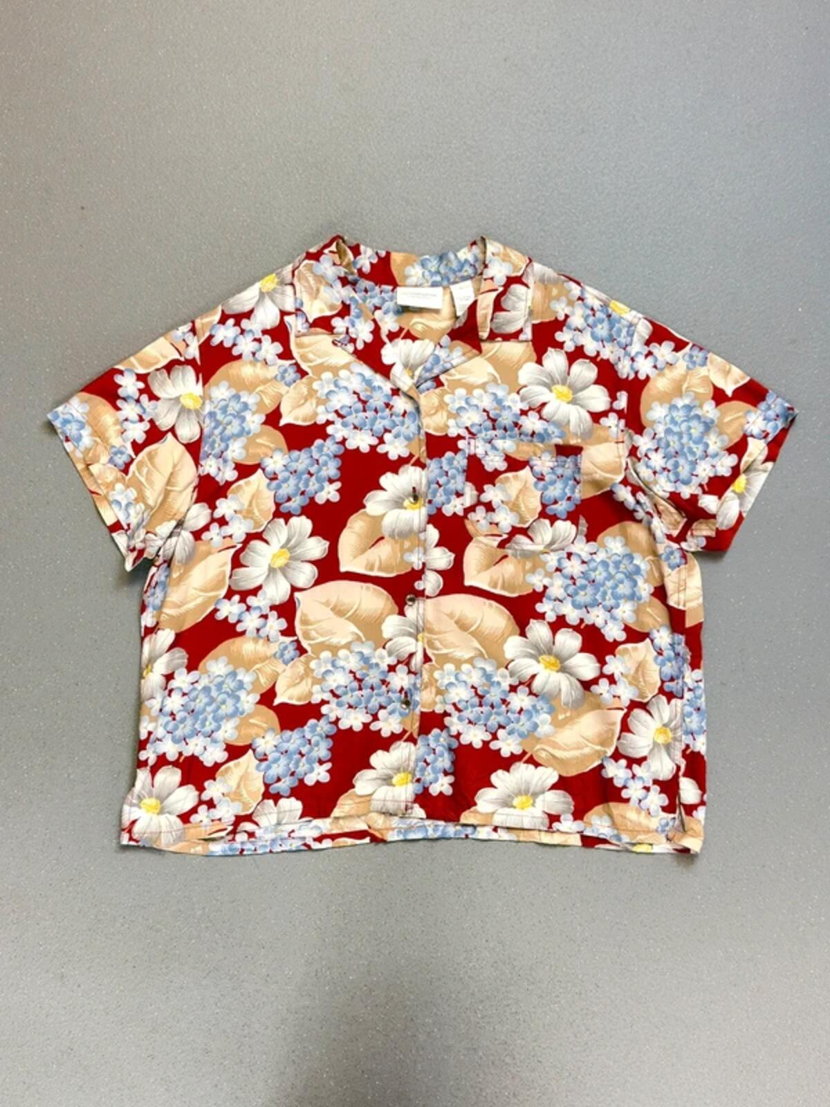 Liz Claiborne Oriental Floral Boxy Shirt XL Ladies