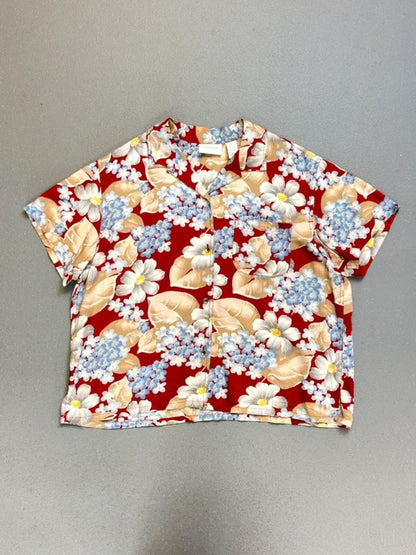 Liz Claiborne Oriental Floral Boxy Shirt XL Ladies