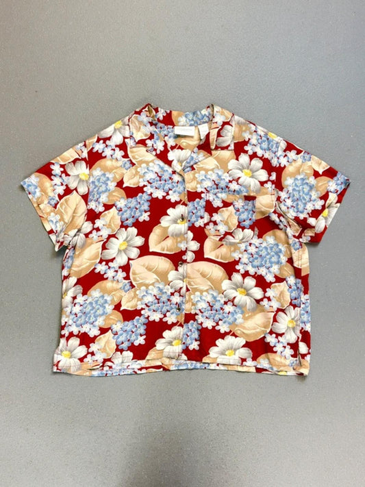 Liz Claiborne Oriental Floral Boxy Shirt XL Ladies