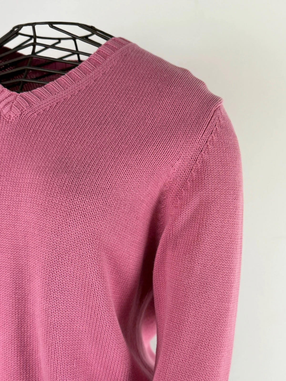 LL Bean V Neck Cotton Knit Sweater Small Medium