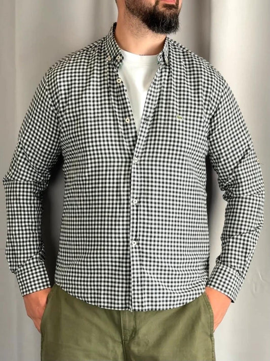 Lacoste Black & White Check Shirt Medium