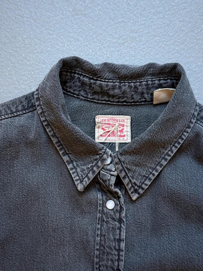 Levi’s Grey Pearl Snap Button Western Denim Shirt Medium