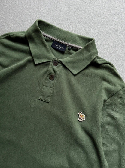 Paul Smith Zebra Long Sleeve Green Polo Shirt Medium