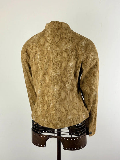 Snakeskin Print Cotton Trucker Jacket Size 12
