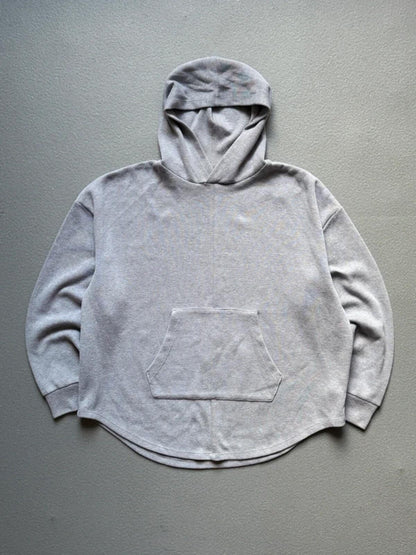 Super Boxy Grey Cotton Ribbed Hoodie Size 14