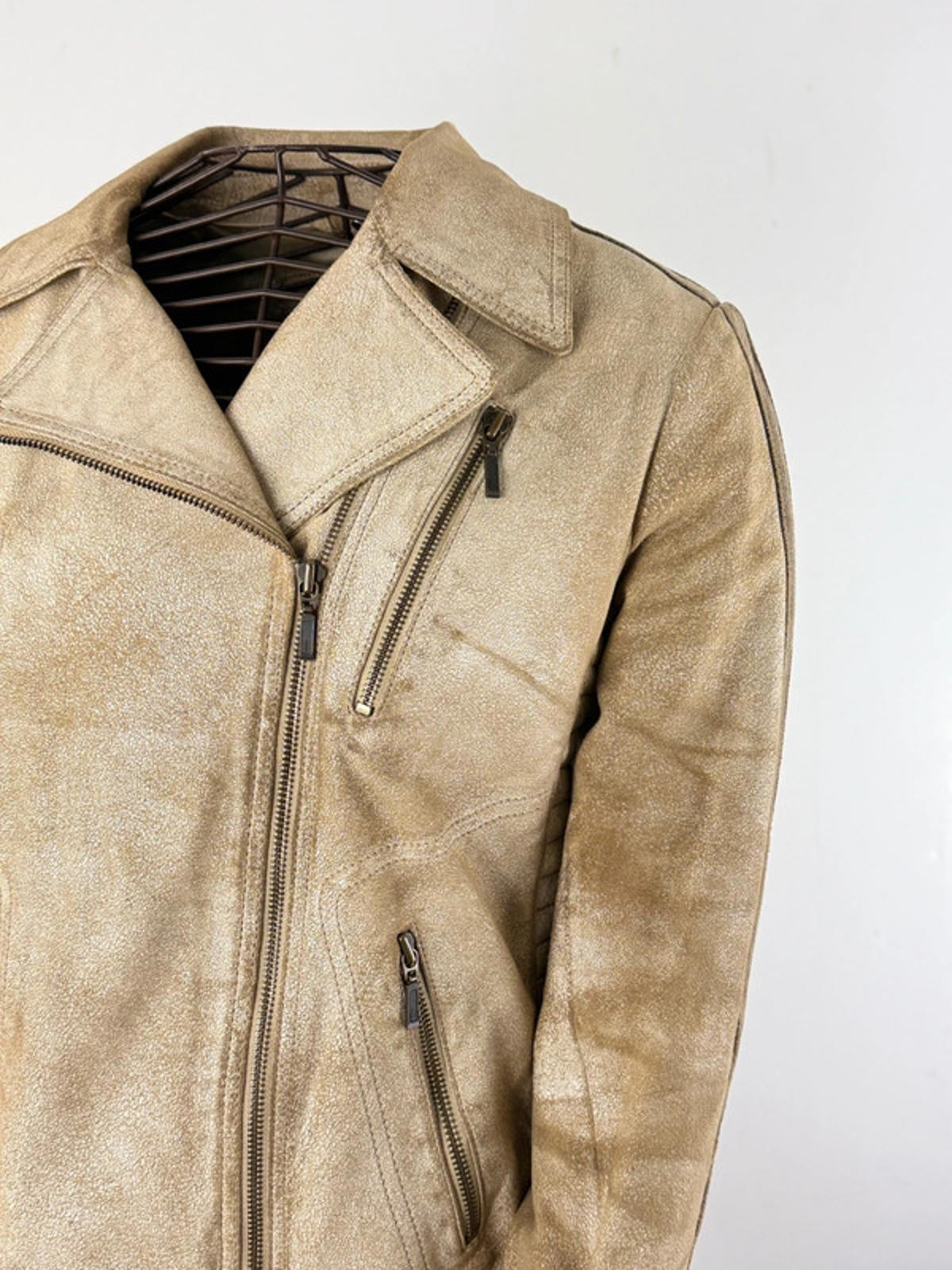 Distressed Look Y2K Perfecto Leather Jacket Size 12