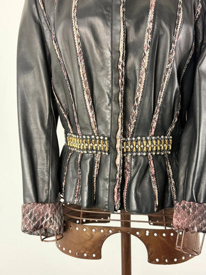 Roberto Cavalli Leather Jacket Size 14