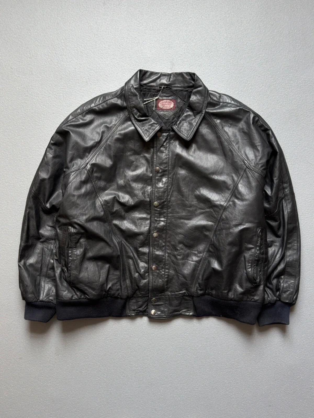 Vintage 80s Leather Bomber Jacket XXL