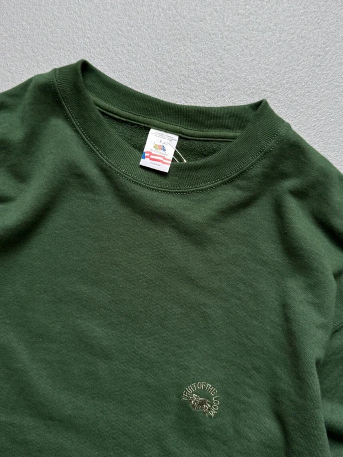 Vintage 90s Fruit of the Loom Blank Sweatshirt Dark Green Large