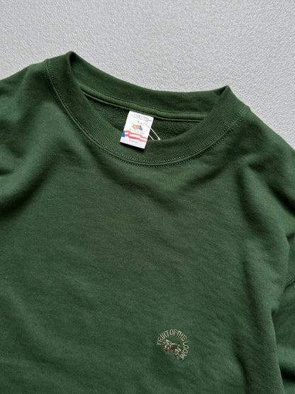 Vintage 90s Fruit of the Loom Blank Sweatshirt Dark Green Large