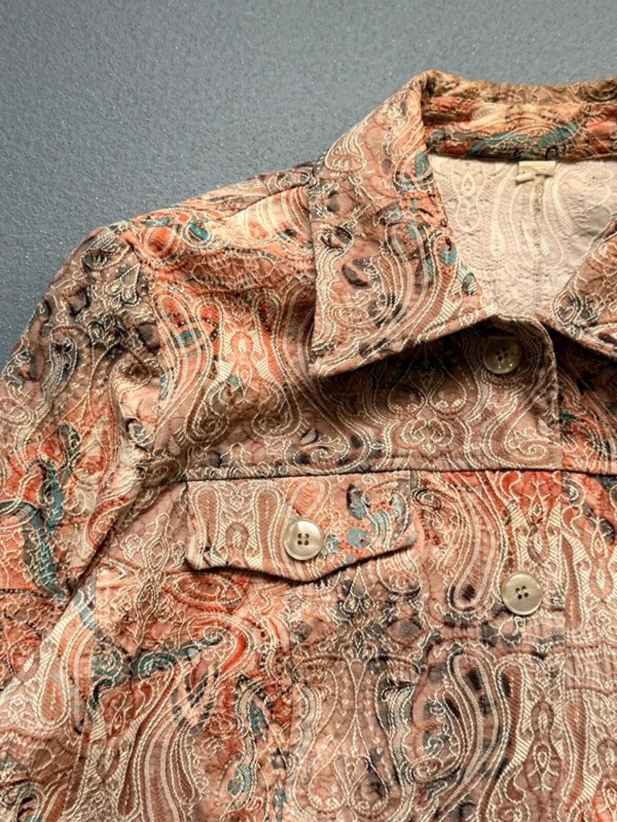 Vintage Embroidered Sashiko Style Paisley Trucker Jacket XL Ladies
