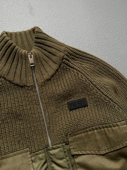 Diesel Archive Cropped Cable Knit Utility Jacket Small
