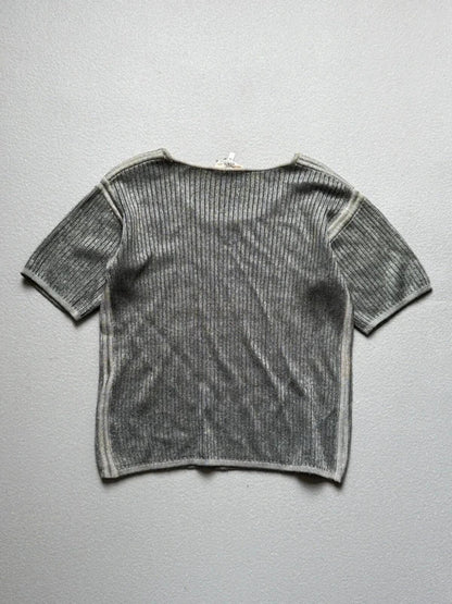 Fendi 80s Silver Short Sleeve Knit Jumper Size 14