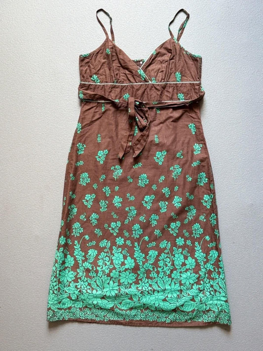 Y2K Jeep Strappy Brown & Green Floral Dress Size 8
