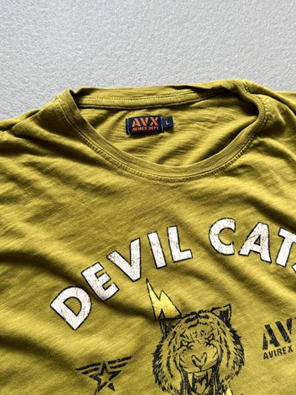 Avirex Devil Cats Military Print T Shirt Large
