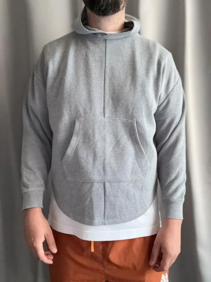 Super Boxy Grey Cotton Ribbed Hoodie Size 14