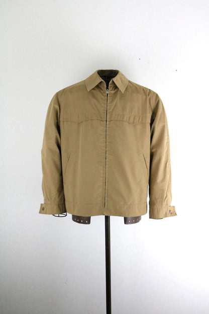 70s Vintage Tan Zip Jacket Classic Harrington Western Style