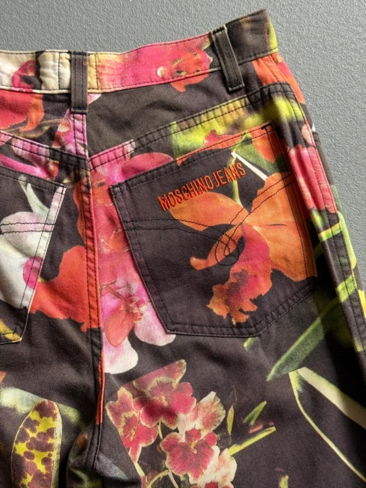 Moschino High Waisted Trousers 26” Floral Print 90s Vintage