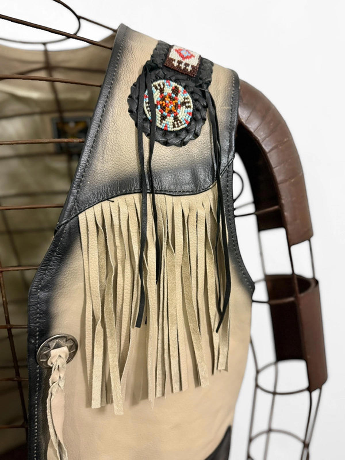 Western Cowboy Native Leather Vest Large