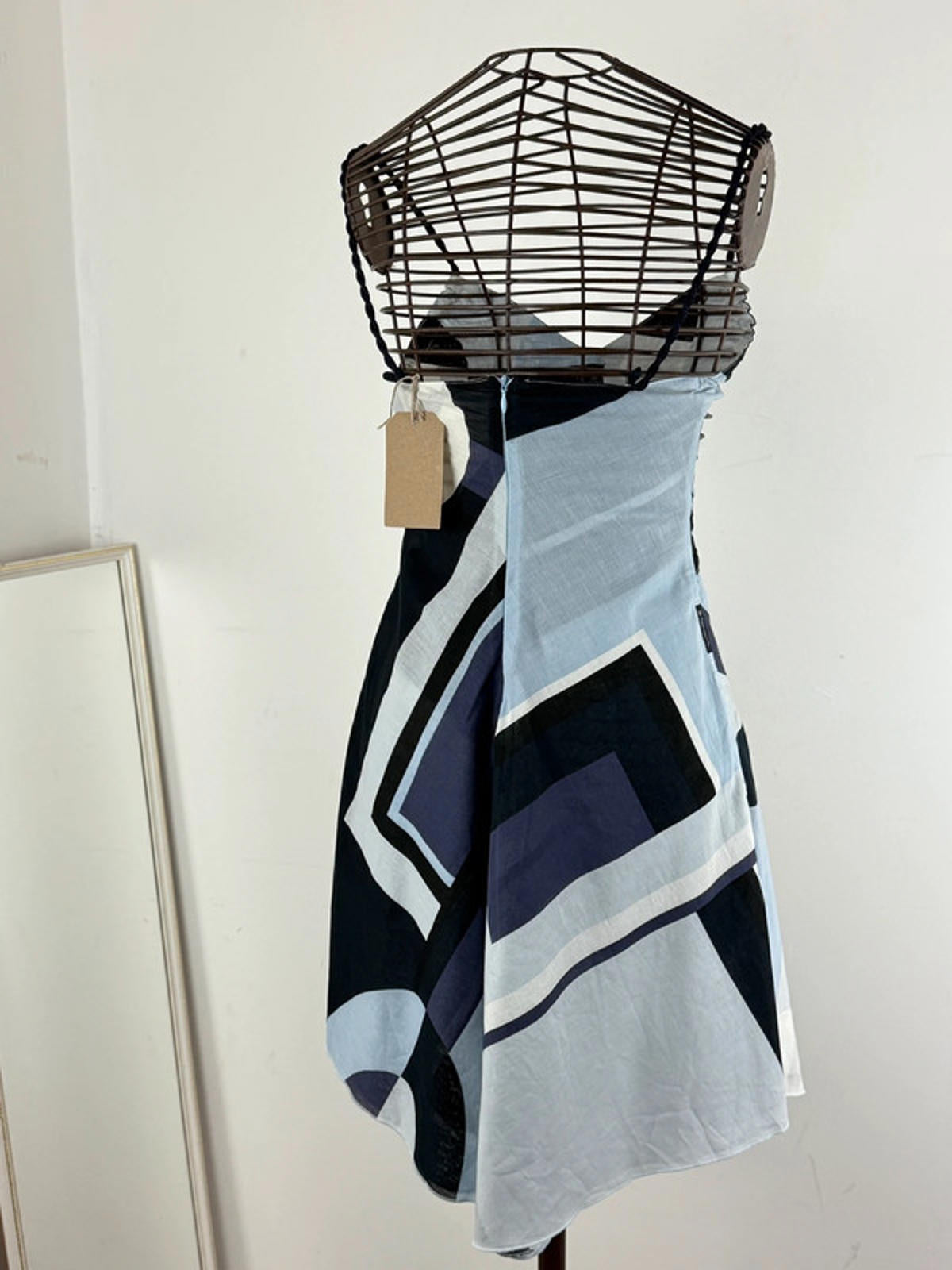 Armani Rope Straps Mini Dress Asymmetrical Cotton y2k 2000s XS