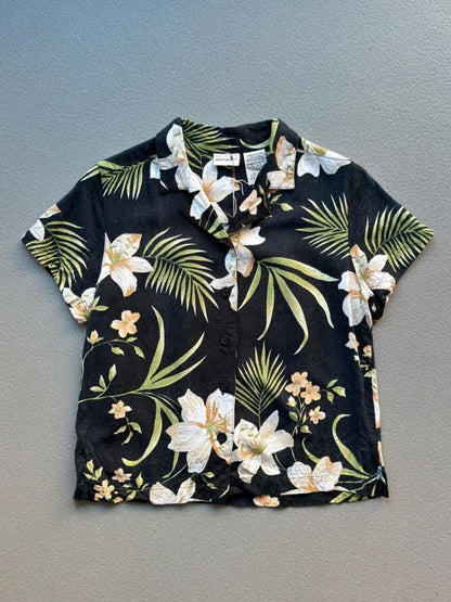 Hawaiian Botanical Rayon Cropped Shirt Ladies Size 8 /10