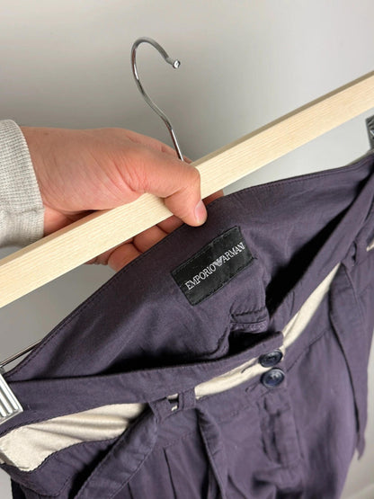Emporio Armani Wide Leg Cotton Purple Y2K Trousers Size 10
