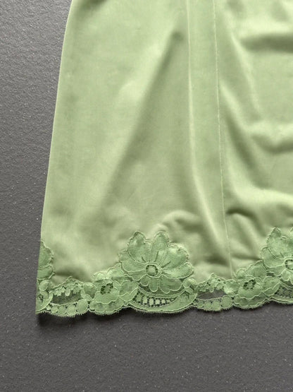 Y2K Vintage Lace Trim Lime Green Slip Dress S/M