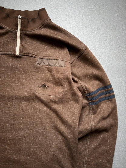 Adidas 90s Vintage 1/4 Zip Sweatshirt Brown Medium