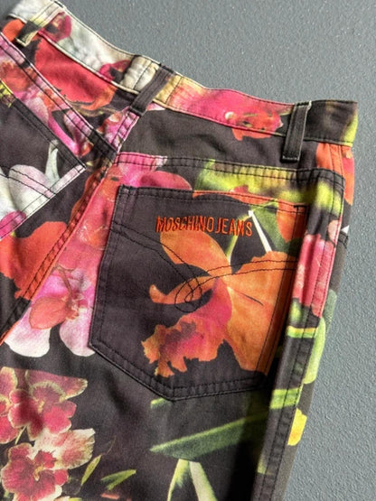 Moschino High Waisted Trousers 26” Floral Print 90s Vintage
