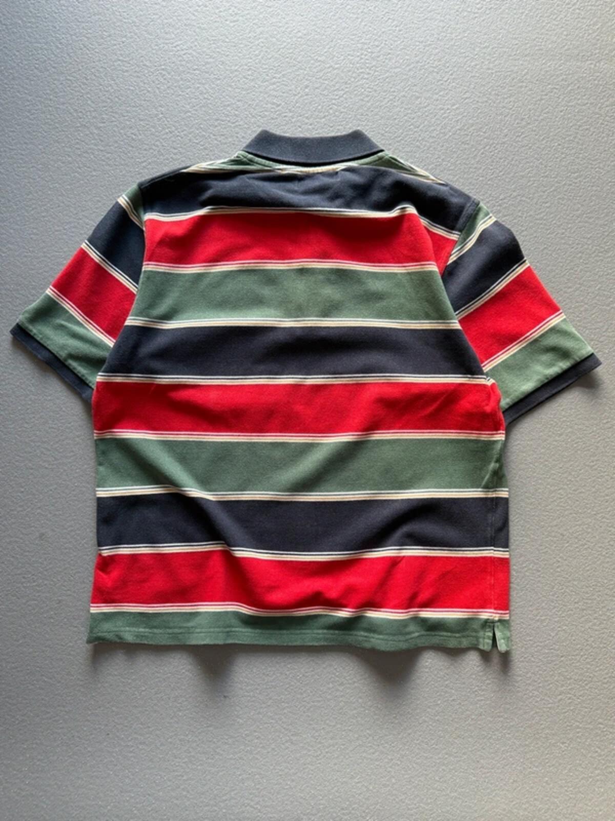 Y2K Block Stripe Boxy Polo Shirt Large