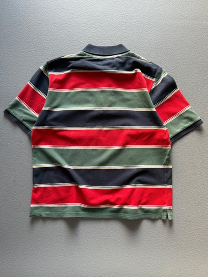 Y2K Block Stripe Boxy Polo Shirt Large