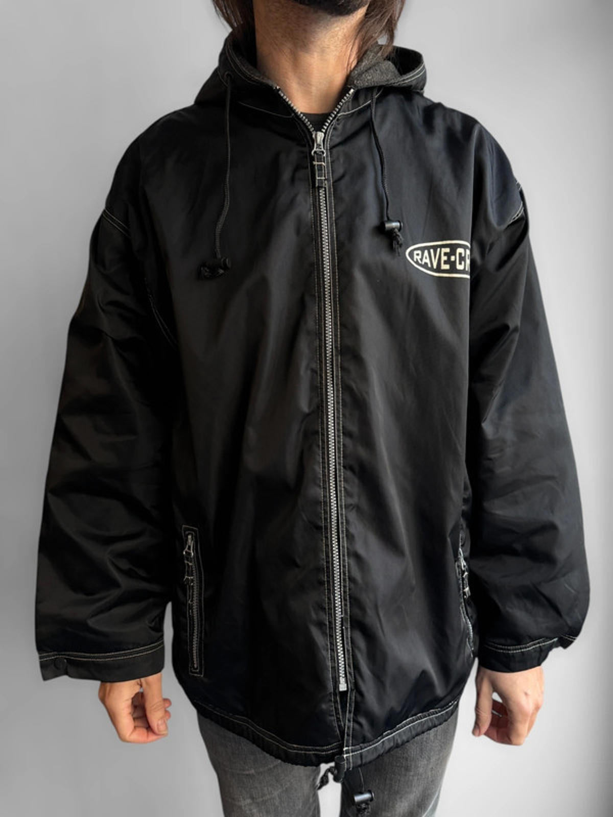 Y2K 90s Rave Jacket Fleece Lined XL